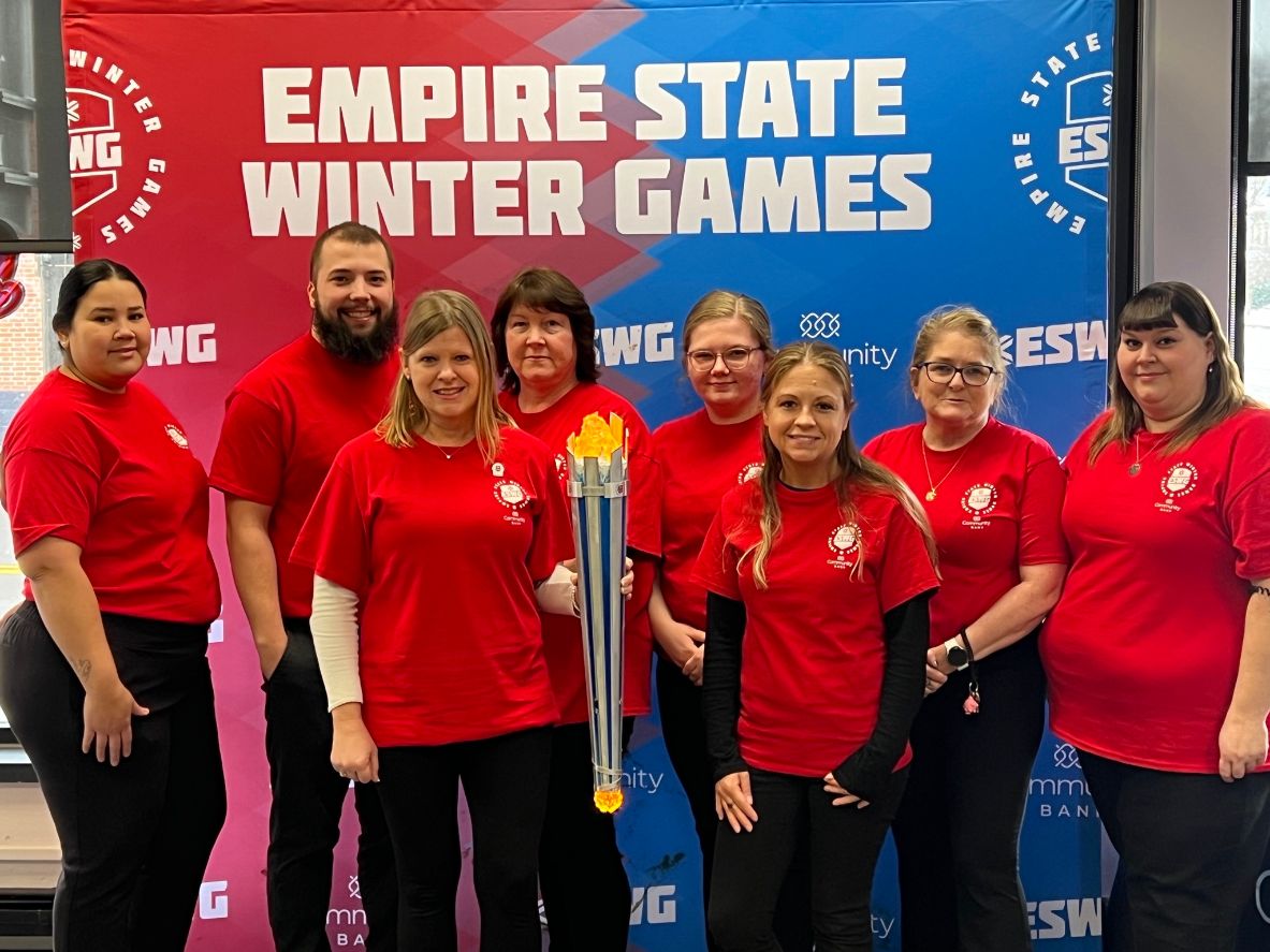 Community Bank in Waterloo Takes Part in Empire State Winter Games Torch Run