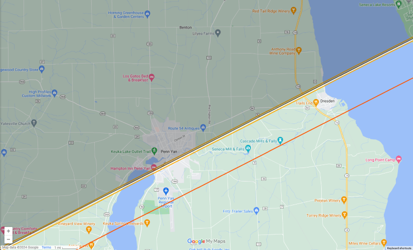 Portions of Yates County Now Out of Eclipse’s Path of Totality