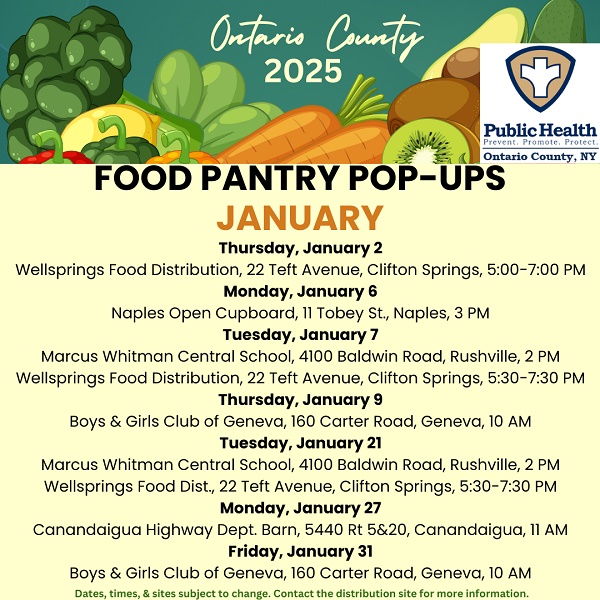 Ontario County Announces Food Pantry Pop Ups