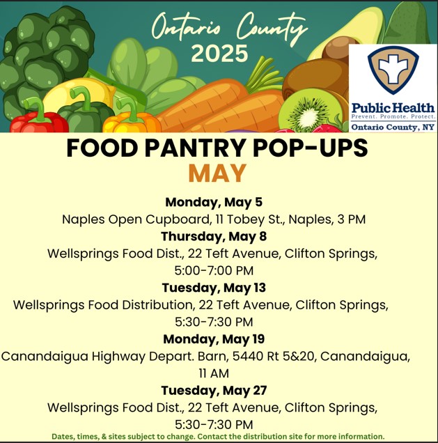 Ontario County Food Pantry Pop Ups for May
