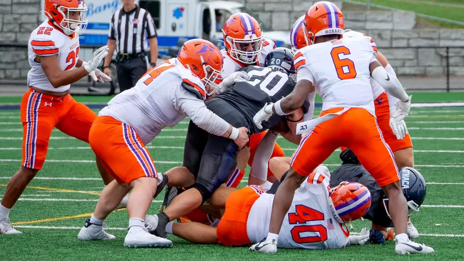 Hobart Football Falls to Ithaca in Defensive Battle