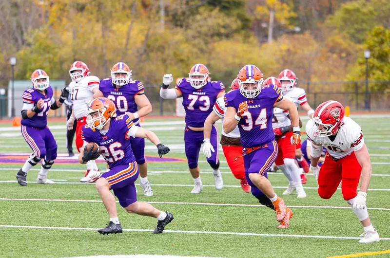 Hobart Football Rolls Over St. Lawrence 49-17