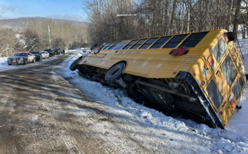 Three Students Hurt After Homer School Bus Overturns
